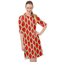 Strawberries Long Sleeve Mini Shirt Dress by nateshop