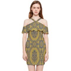 Tapestry Shoulder Frill Bodycon Summer Dress by nateshop
