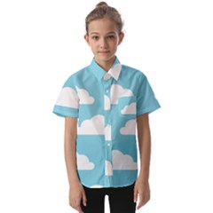Clouds Blue Pattern Kids  Short Sleeve Shirt by ConteMonfrey