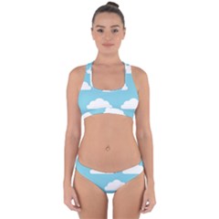 Clouds Blue Pattern Cross Back Hipster Bikini Set by ConteMonfrey