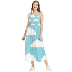 Clouds Blue Pattern Boho Sleeveless Summer Dress by ConteMonfrey