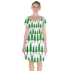Chrismas Tree Greeen Short Sleeve Bardot Dress by nateshop