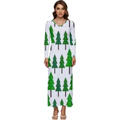 Chrismas Tree Greeen Long Sleeve Velour Longline Maxi Dress