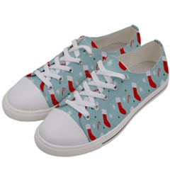 Christmas-pattern -christmas-stockings Women s Low Top Canvas Sneakers by nateshop