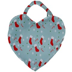 Christmas-pattern -christmas-stockings Giant Heart Shaped Tote