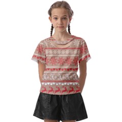 Christmas-pattern-background Kids  Front Cut Tee by nateshop