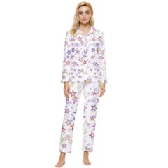 Christmasstars-004 Womens  Long Sleeve Velvet Pocket Pajamas Set
