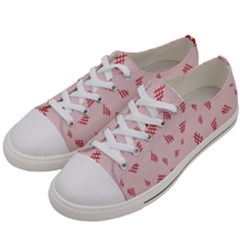 Grid Pattern Red Background Women s Low Top Canvas Sneakers by Ravend
