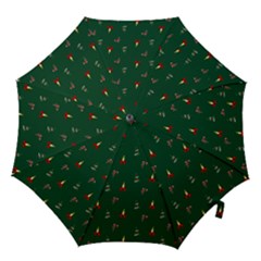 Christmas Background Green Pattern Hook Handle Umbrellas (small)