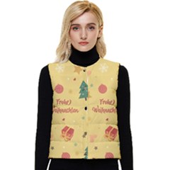 Christmas Treecandy Cane Snowflake Women s Short Button Up Puffer Vest by Ravend