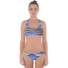 Background Abstract Wave Colorful Cross Back Hipster Bikini Set