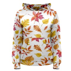 Watercolor-autumn-leaves-pattern-vector Women s Pullover Hoodie by nateshop