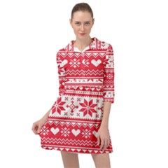Nordic-seamless-knitted-christmas-pattern-vector Mini Skater Shirt Dress by nateshop