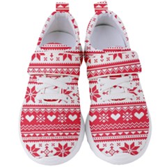 Nordic-seamless-knitted-christmas-pattern-vector Women s Velcro Strap Shoes by nateshop