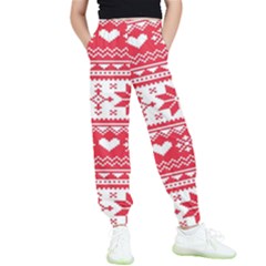 Nordic-seamless-knitted-christmas-pattern-vector Kids  Elastic Waist Pants by nateshop