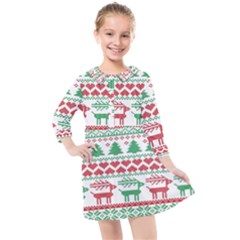 Scandinavian-nordic-christmas-seamless-pattern-vector Kids  Quarter Sleeve Shirt Dress by nateshop