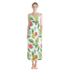 Fruit Fruits Food Illustration Background Pattern Button Up Chiffon Maxi Dress by Ravend