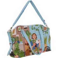 Crazy Plant Lady At Greenhouse  Canvas Crossbody Bag by flowerland
