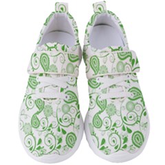 Paisley Floral Green Background Women s Velcro Strap Shoes by Wegoenart