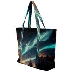 Northern Light North Sky Night Zip Up Canvas Bag by Ravend