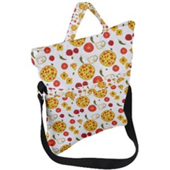 Illustration Pizza Background Vegetable Fold Over Handle Tote Bag