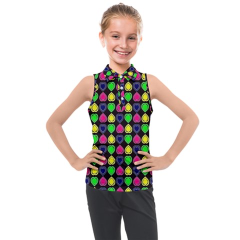 Colorful Mini Hearts Kids  Sleeveless Polo Tee by ConteMonfrey