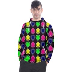 Black Blue Colorful Hearts Men s Pullover Hoodie by ConteMonfrey