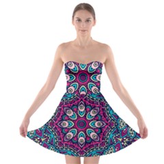 Purple, Blue And Pink Eyes Strapless Bra Top Dress by ConteMonfrey