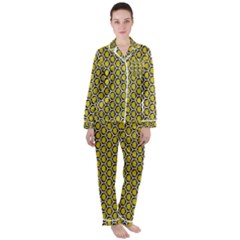 Abstract Beehive Yellow  Satin Long Sleeve Pajamas Set by ConteMonfrey
