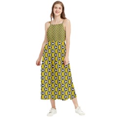 Abstract Beehive Yellow  Boho Sleeveless Summer Dress by ConteMonfrey