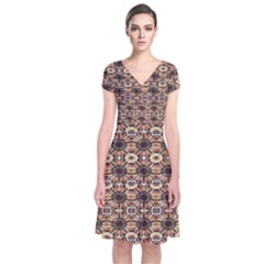 Abstract Sunflower Short Sleeve Front Wrap Dress by ConteMonfrey