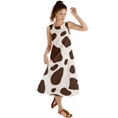 Cow Spots Brown White Summer Maxi Dress by ConteMonfrey