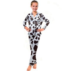 Cow Spots Brown White Kid s Satin Long Sleeve Pajamas Set by ConteMonfrey