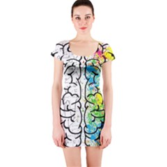Brain Mind Psychology Idea Drawing Short Sleeve Bodycon Dress by Wegoenart