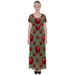 Apples High Waist Short Sleeve Maxi Dress by nateshop