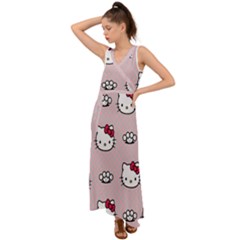 Hello Kitty V-neck Chiffon Maxi Dress by nateshop