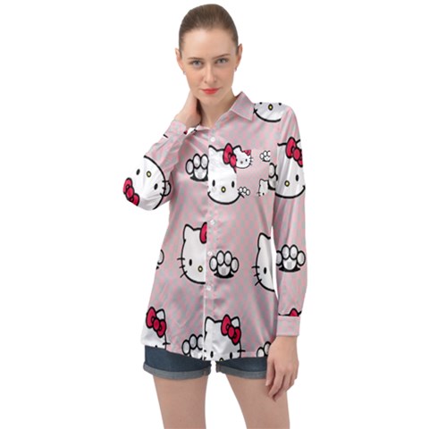 Hello Kitty Long Sleeve Satin Shirt by nateshop