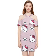 Hello Kitty Shoulder Frill Bodycon Summer Dress by nateshop