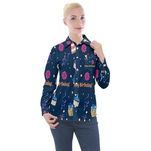 Party-hat Women s Long Sleeve Pocket Shirt by nateshop