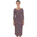 Batik-03 Quarter Sleeve Midi Bodycon Dress