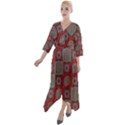 Batik-tradisional-02 Quarter Sleeve Wrap Front Maxi Dress View1