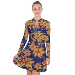 Seamless-pattern Floral Batik-vector Long Sleeve Panel Dress by nateshop