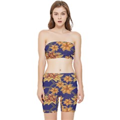 Seamless-pattern Floral Batik-vector Stretch Shorts And Tube Top Set by nateshop
