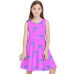 Pink And Blue, Cute Dolphins Pattern, Animals Theme Kids  Skater Dress by Casemiro
