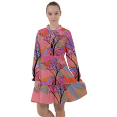 Tree Landscape Abstract Nature Colorful Scene All Frills Chiffon Dress by danenraven