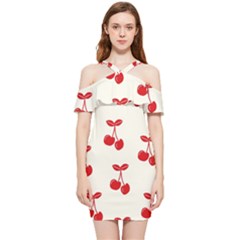 Cherries Shoulder Frill Bodycon Summer Dress by nateshop