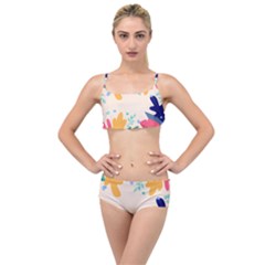 Border Leaves Design Frame Layered Top Bikini Set