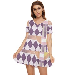 Abstract Shapes Colors Gradient Tiered Short Sleeve Babydoll Dress by Ravend