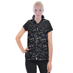 Black Background Text Overlay  Mathematics Formula Women s Button Up Vest by danenraven