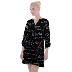 Black Background Text Overlay  Mathematics Formula Open Neck Shift Dress by danenraven